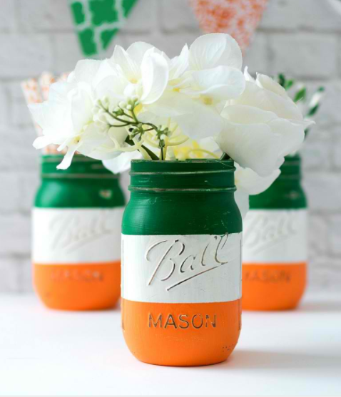 Irish Flag Mason Jars