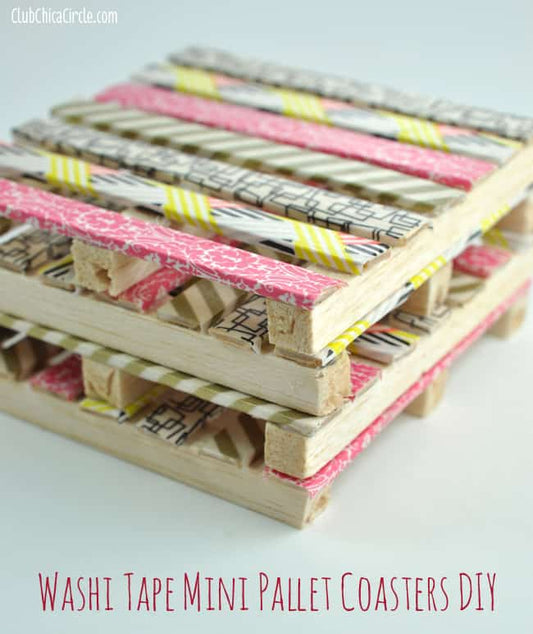 DIY Washi Tape Mini Wood Pallet Coaster