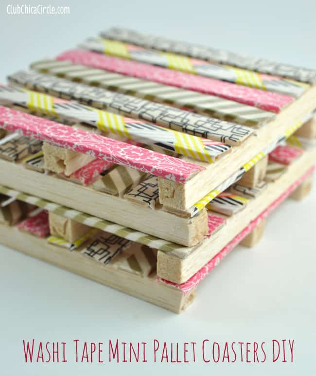 DIY Washi Tape Mini Wood Pallet Coaster