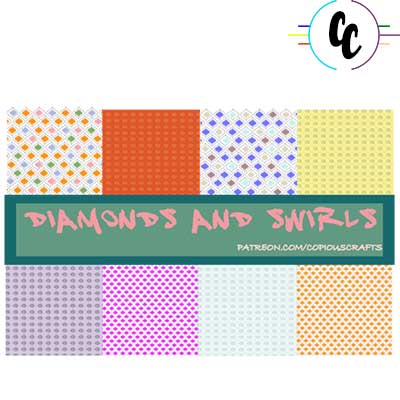 Pattern Diamonds and Swirls Digital Paper Pack | Copious Crafts - Copious Crafts